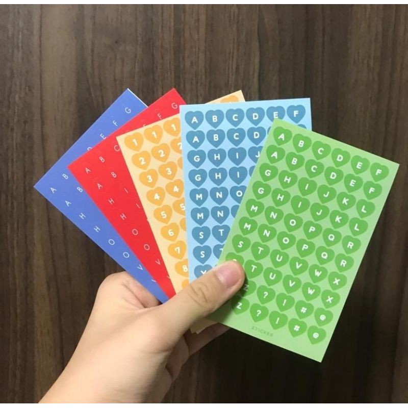 Cute Series Alphabet Letter Number Stickers Min Order 1 50 Solid Color Number Alphabet Shopee Singapore