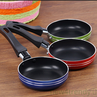 Frying Pan Mini Thick Non-stick Flat Pan Stainless Steel Pancake Fryer Kitchen Cookware Random Color, 12cm
