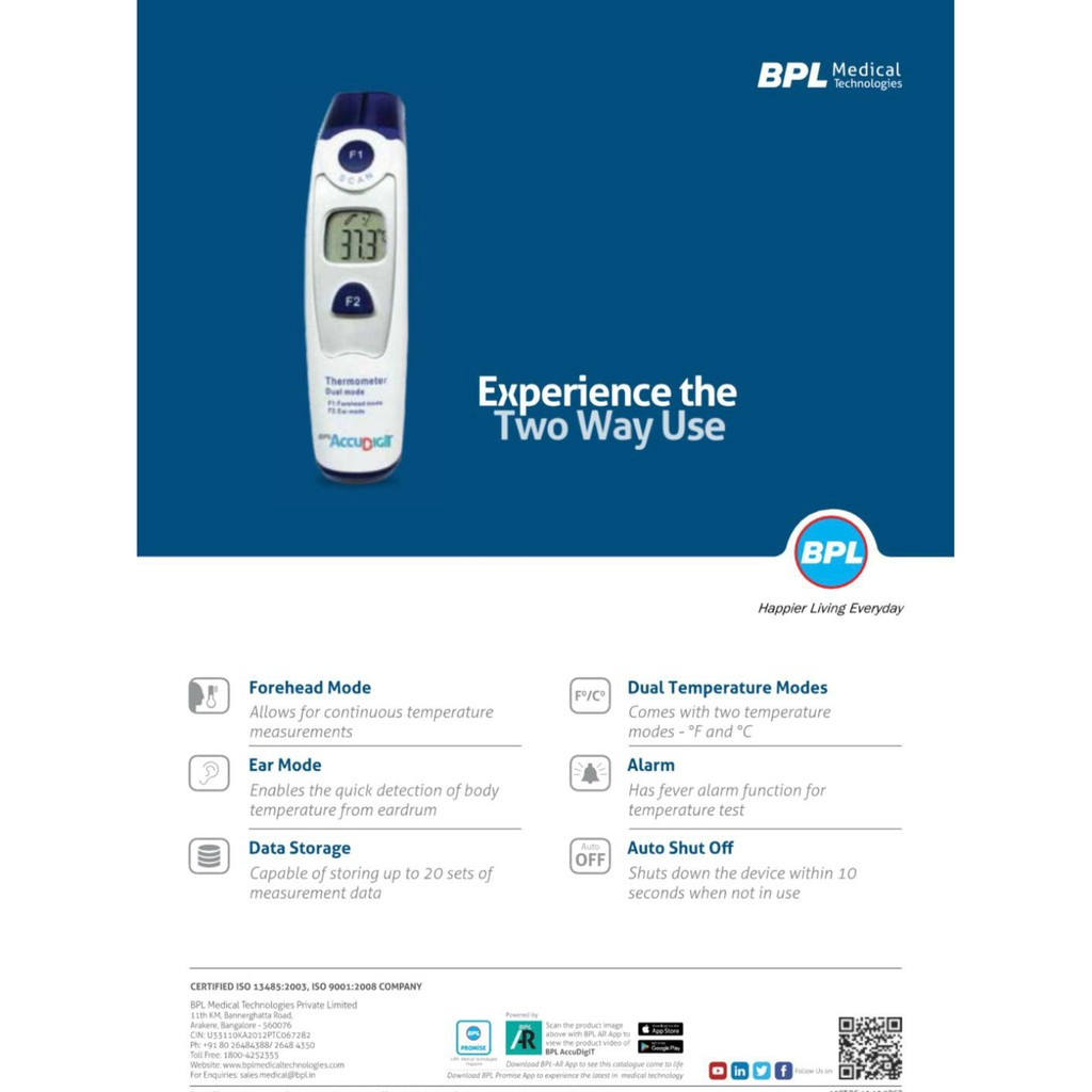 Bpl Medical Thermometer Gun Iso Certified Shopee Singapore