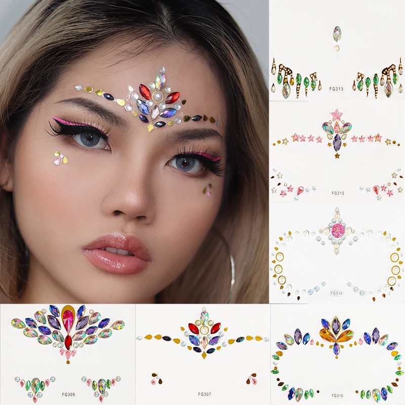 Colorful Glitter Face Jewelry Sticker Face Jewels Diamond Makeup Art  Temporary Tattoo Party Bady Makeup Tools Eye Rhinestones | Shopee Singapore
