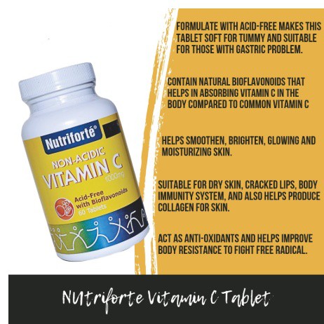 Nutriforte Non-Acidic Vitamin C with Bioflavonoids 1000 mg 60s