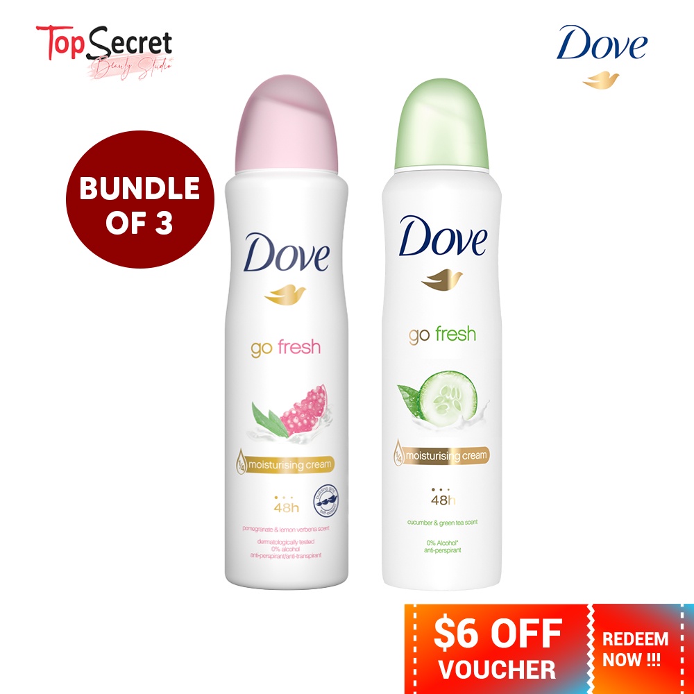 Bundle of 3] Dove Deodorant Spray - Pear Aloe Vera / Cucumber & Green Tea /  Invisible Dry / Pomegranate & Lemon Verbena | Shopee Singapore