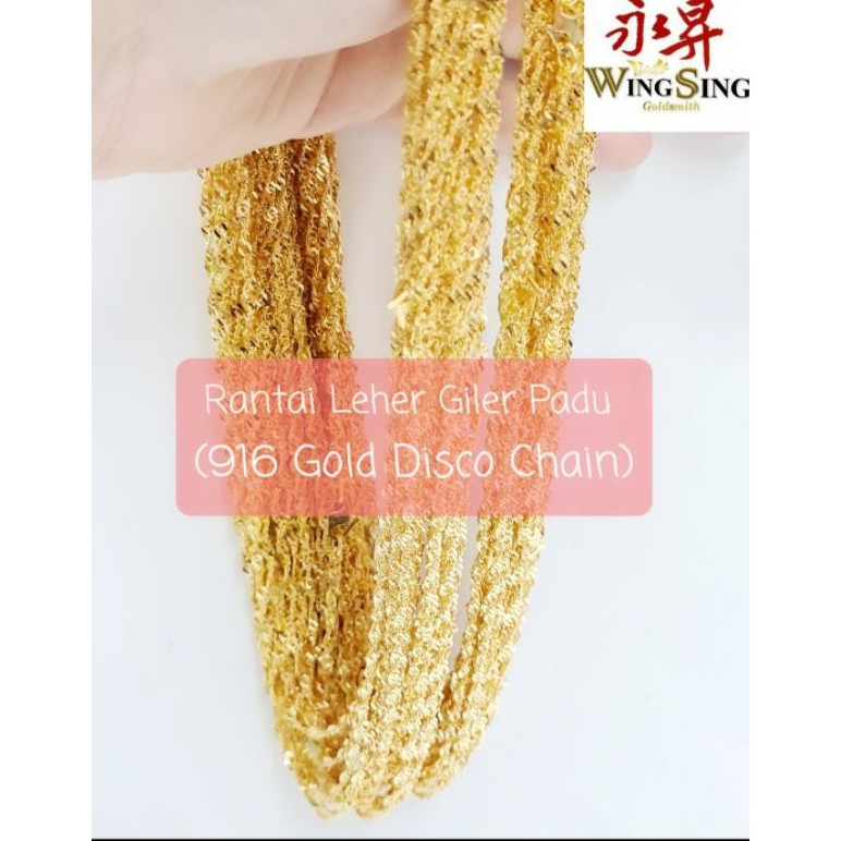 Shop Malaysia Wing Sing Rantai Leher Giler Padu Emas 916 916 Gold Water Wave Solid Chain Shopee Singapore