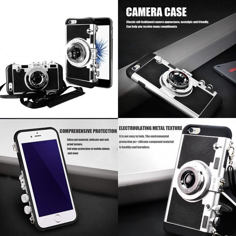 Modern 3D Vintage Style Camera Design Silicone Cover,New Emily in Paris Phone Case Vintage Camera Compatible for iPhone 11 PRO MAX/X/XS/MAX Black, for 6 plus/6s Plus 