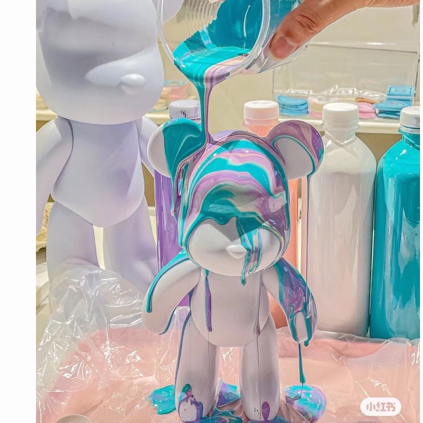 7.5cm DIY Bearbrick Fluid Painting Model Handmade Toy KAWS Figure Block
