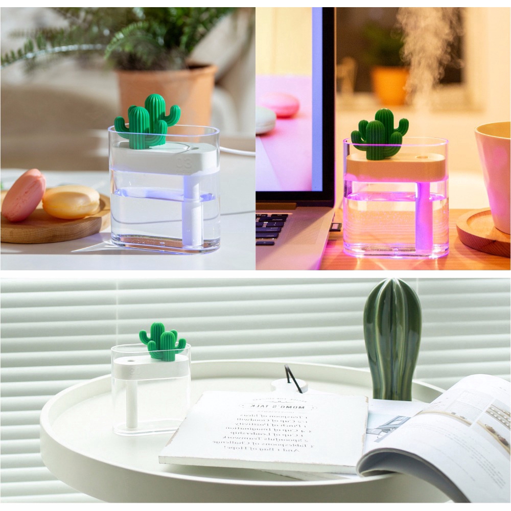 Color Light Cactus Humidifier Office Desk Transparent Air