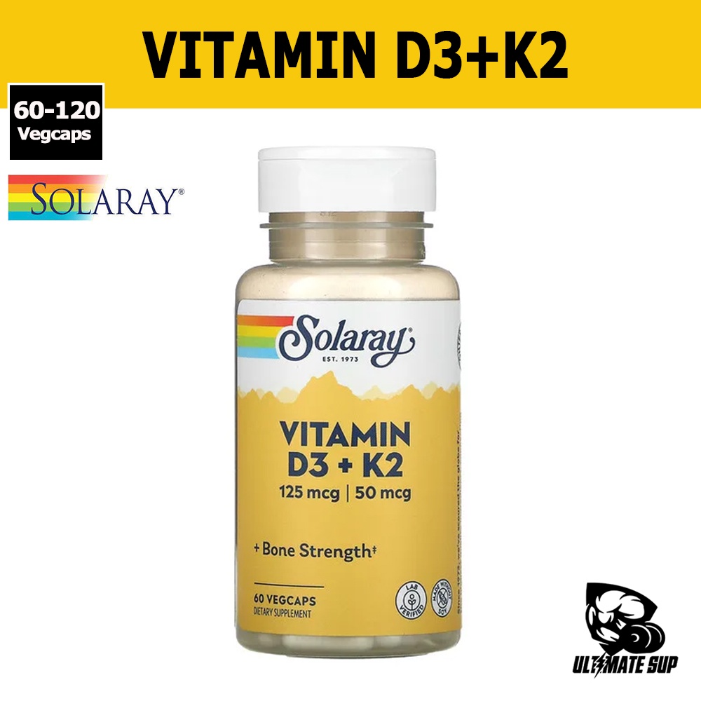 Solaray Vitamin D3 + K2, Dietary Supplement, Immune Support, Eco ...