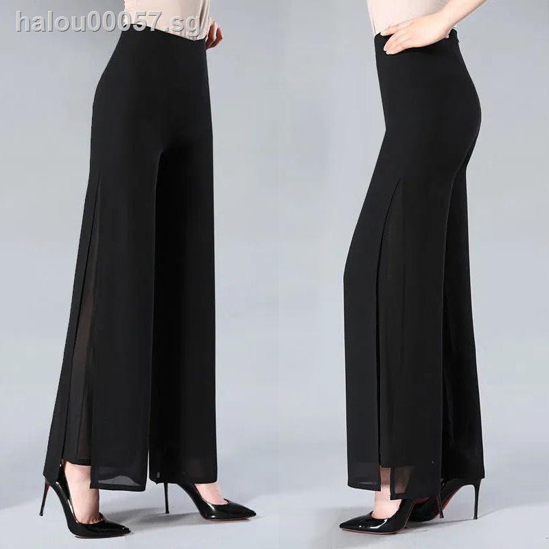 black chiffon pants