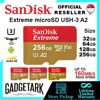 [SG] SanDisk Extreme 32GB | 64GB | 128GB | 256GB | 400GB | 512GB | 1TB  microSD USH-3 A2 R160mb/s USH-3 A2s W60mb
