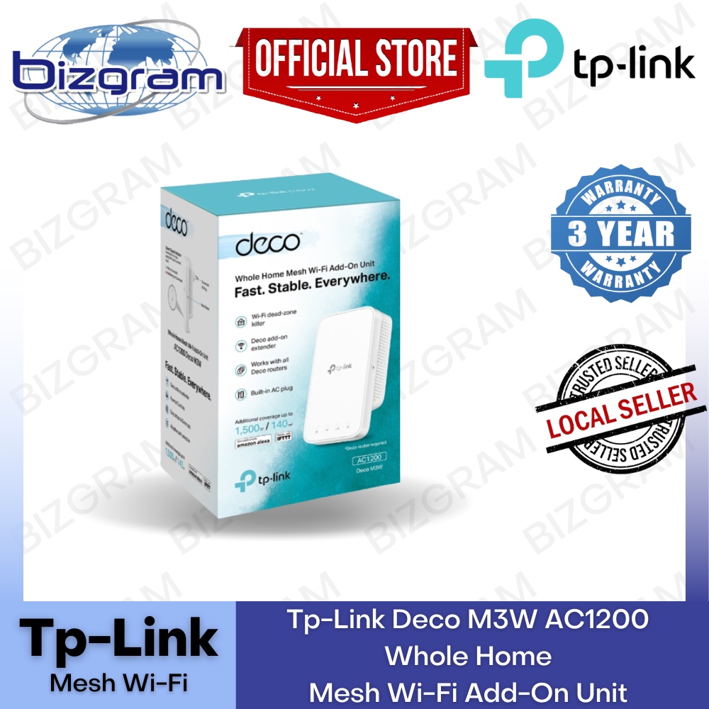TpLink Deco M3W AC1200 Whole Home Mesh WiFi AddOn Unit, Compact Plug