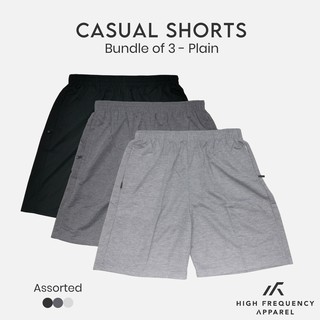 Image of [BUNDLE OF 3] Plain Unisex HF Casual Shorts | Home Shorts | Grey Shorts | Men Shorts