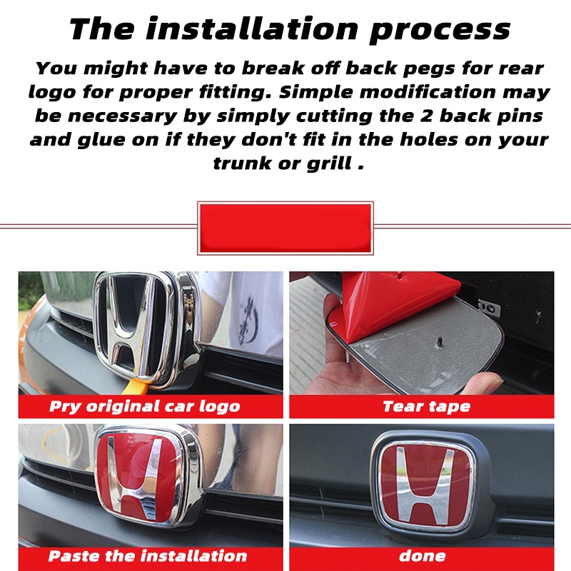 Honda Car Emblem Red Logo City/Hrv/Jazz/CRV/civic/Brv(Front&Rear)