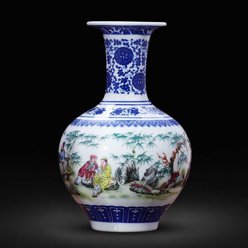 Jingdezhen Ceramics Blue And White Porcelain Vase Decoration Dried Flower Decorative Porcelain Bottle Modern Chinese Sty Shopee Singapore