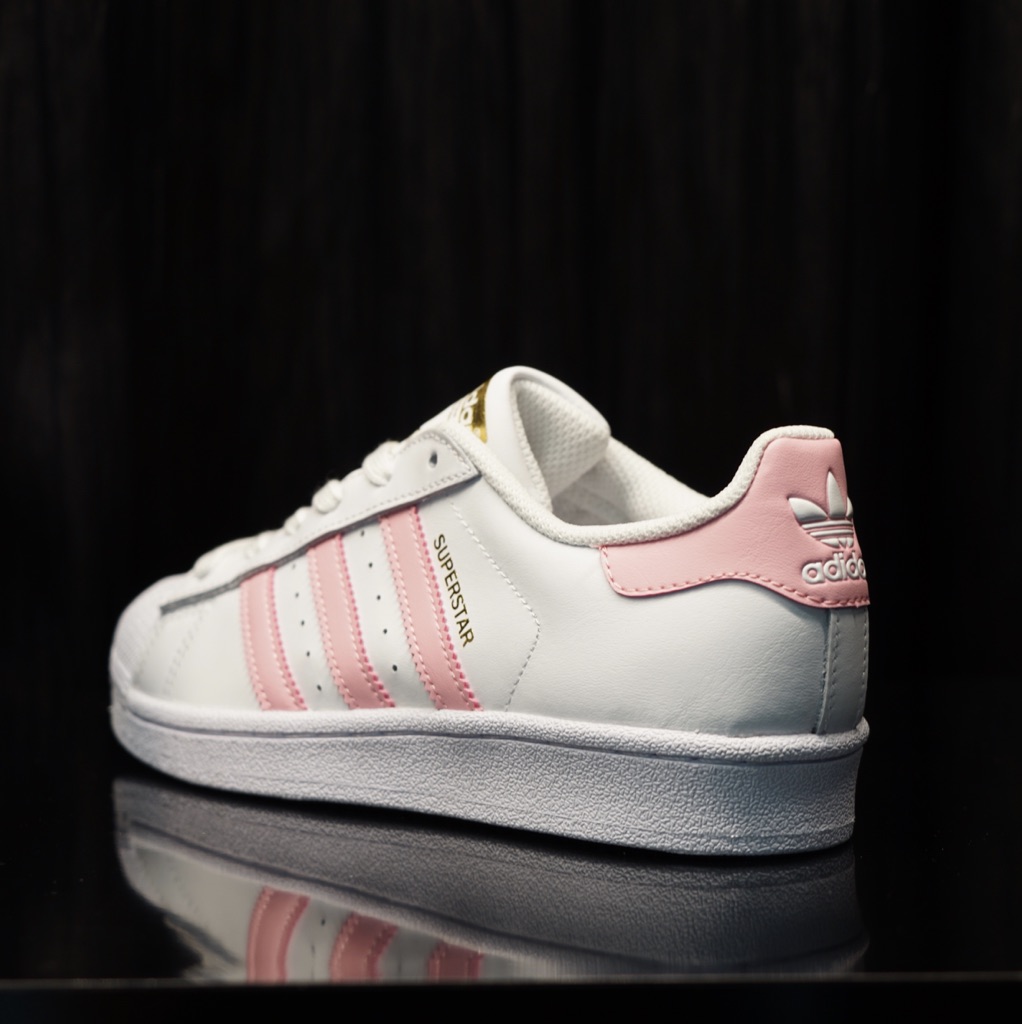 adidas superstars white grey pink