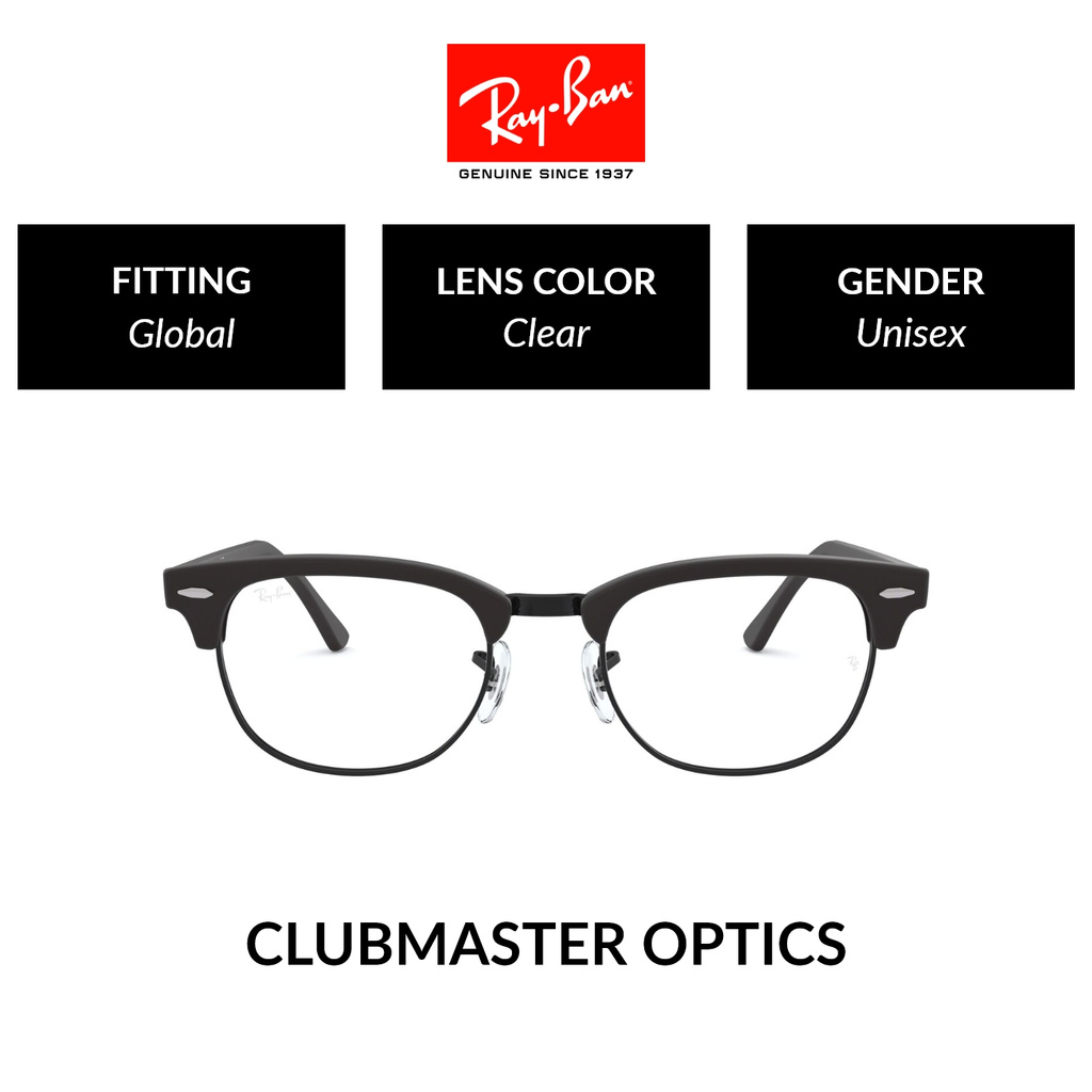 Ray Ban Clubmaster Rx5154 77 Unisex Global Fitting Eyeglasses Size 49mm Shopee Singapore