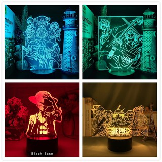 One Piece Luffy Zoro Ace Figure 16 Colors Night Light Anime LED Color Changing Bedside Lamp Bedroom Decor Gift