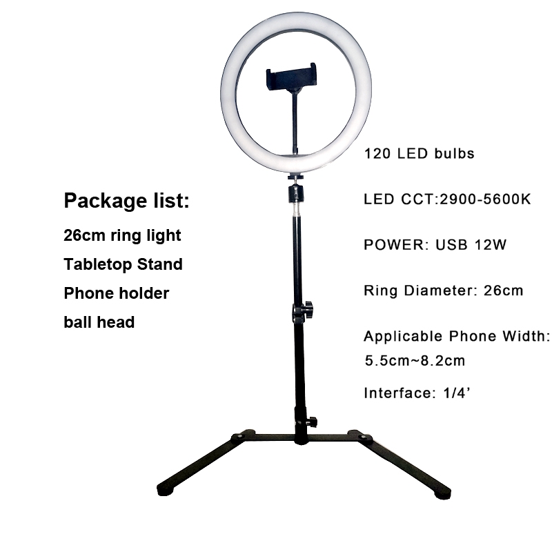 24h 26cm Led Ring Light With, Tabletop Ring Light Stand