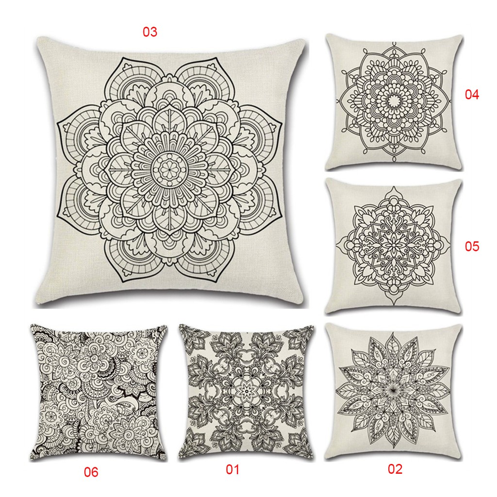 European Minimalist Bohemian Cushion Cover Decor Black White Linen Pillow Case