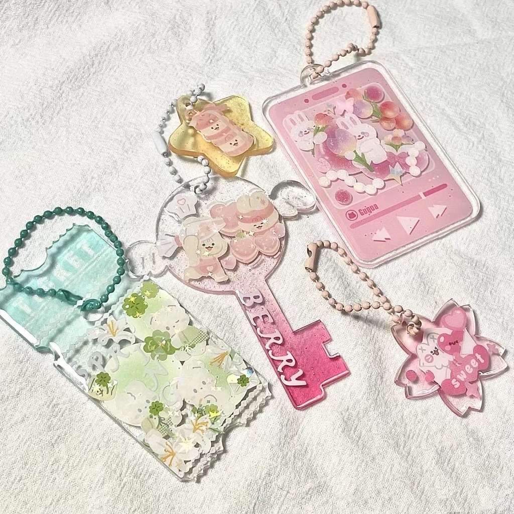 High color gradient Gupan guka acrylic sheet DIY manual key chain star chas 高颜值渐变咕盘咕卡亚克力片片DIY手工钥匙扣追星周边挂件塑料片 XI8805