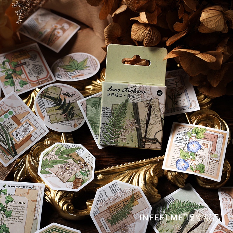 Imoda 46sheets/box Cute Sticker Gift Box Journal Set Cute Stickers