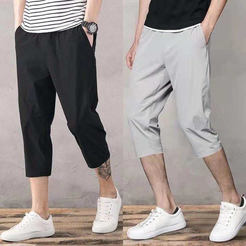 【S-4XL】 pants for men Summer 3/4 length casualpants for men breathable ...