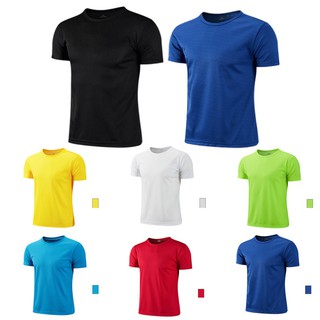 Image of Summer men and women solid color round neck quick-drying short-sleeved T-shirt t shirt men