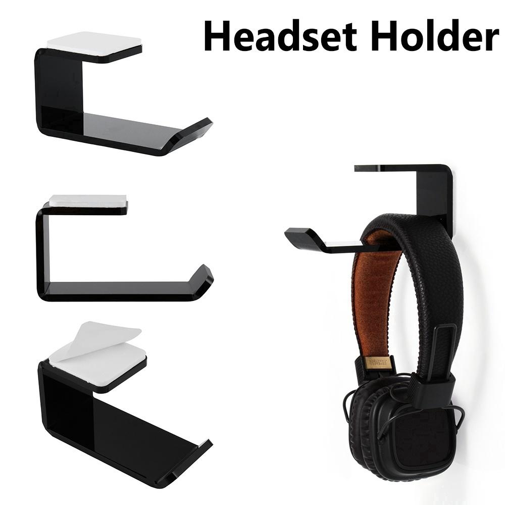 Acrylic Headphone Stand Hanger Hook Tape Desk Mount Holder