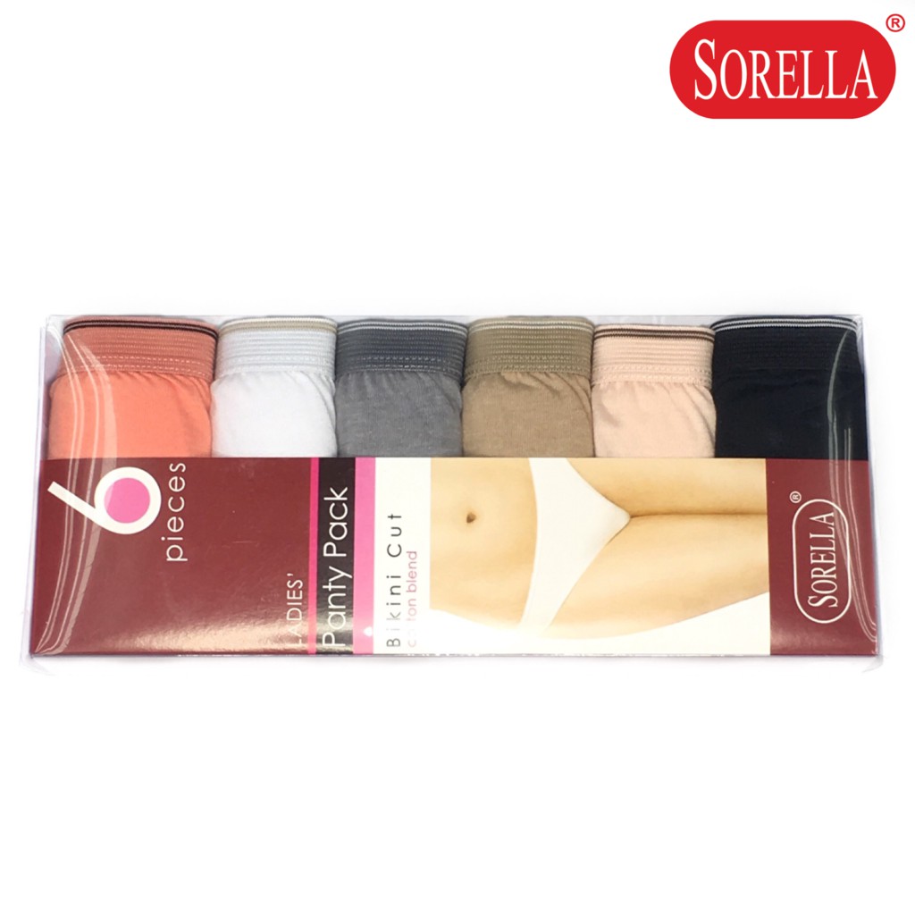 SORELLA 6in1 bikini panty pack AO70 womens underwear panty 6 pieces panty pack plain nude black whit