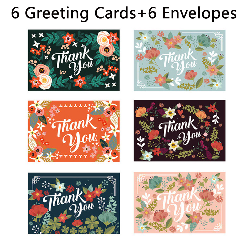 Hot Sale 6 Pcs Creative THANK YOU Greeting Card Happy ...