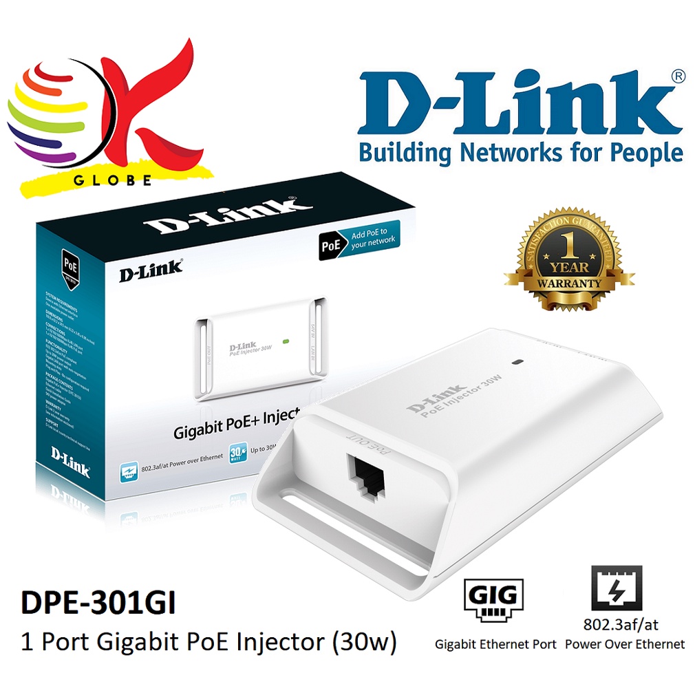 D-LINK DPE-301GI GIGABIT POE+ INJECTOR / DPE-301GS GIGABIT POE PLUS ...