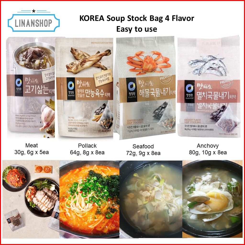 KOREA Soup or Stew Stock Bag 4 Flavor Easy to use (Meat soup, Broth