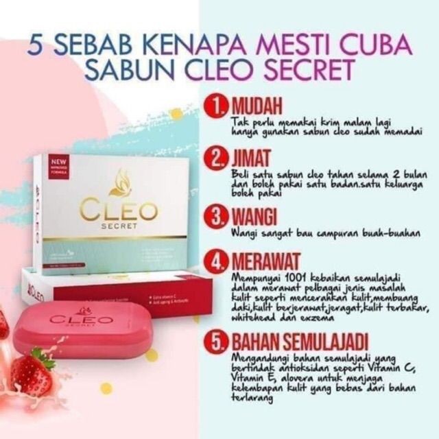 Original Hq Barcode New Cleo Secret Soap Extra Whitening Booster Sabun Pemutih Penanggal Daki Shopee Singapore