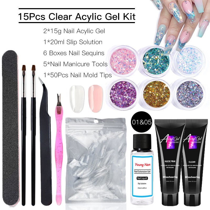15Pcs/Set Acylic Extension Nail Gel Set Fast Uv Buildling Gel Nail Extension  LED UV Gel Polish Builder Nail Gel Kit 9Colors Choose | Shopee Singapore