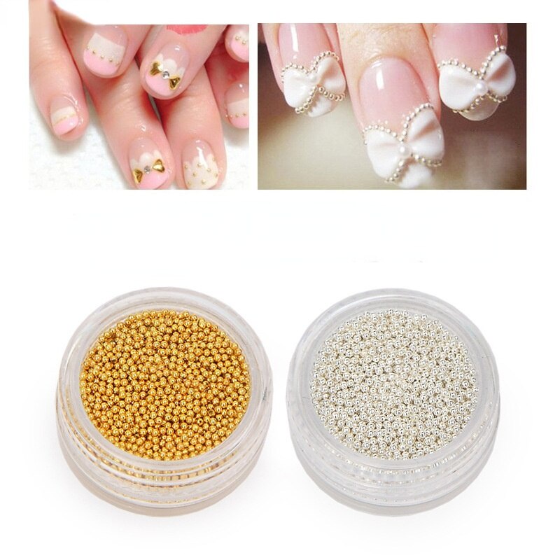 3D Metal Nail Art Decorations Manicure Fake Nails Accessoires Gold And  Silver Microbead Steel Ball | Shopee Singapore
