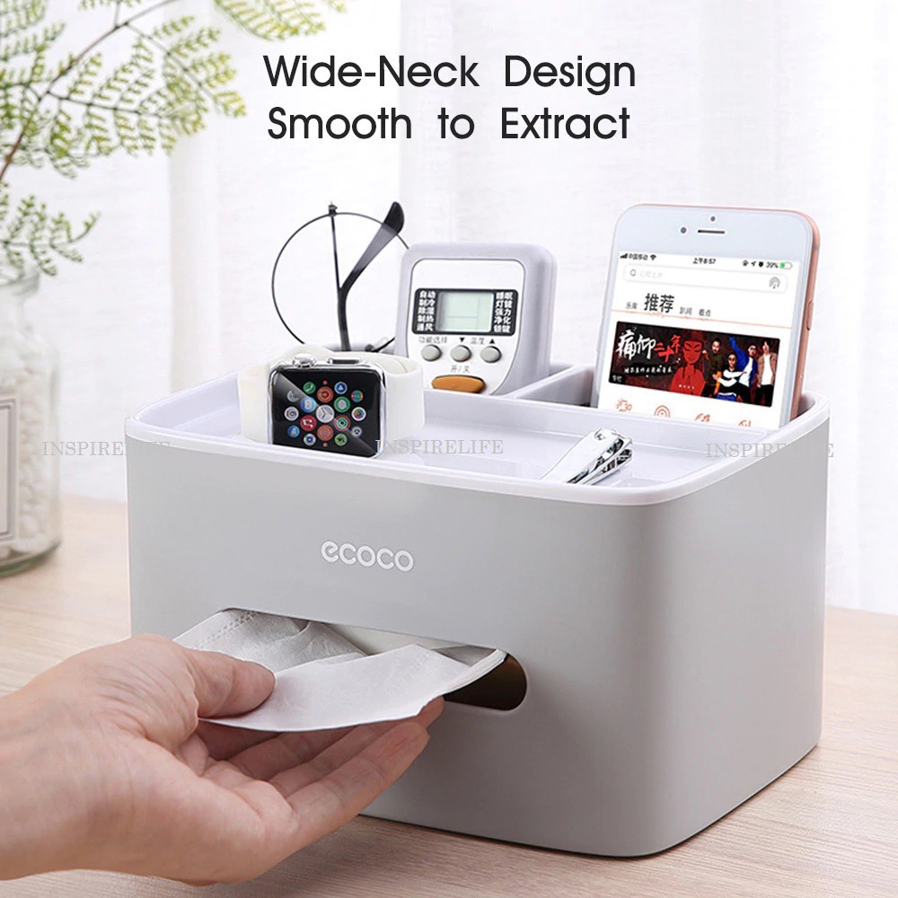 Ecoco Multi Function Tissue Box Toilet Paper Holder Bathroom Accessories Remote Control Storage Box Shopee Singapore