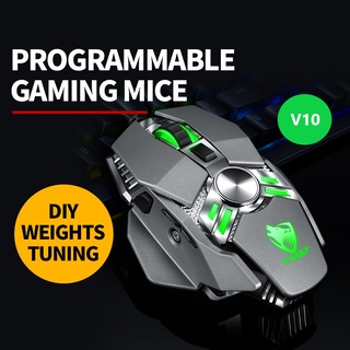 【SG】Wired Gaming Mouse Gaming Mice PUBG V10 Programmable Macro Weight Tuning Rechargeable for Game PC Laptop Computer