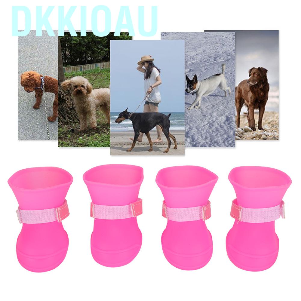 Dkkioau 4pcs Rain Pink Dog Shoes Booty For Boots Shopee Singapore