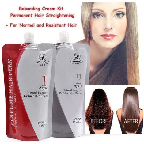 Hair Rebonding Cream Ubat Rebon Lurus Rambut -Rebonding 500ml + Neutralizer  500ml | Shopee Singapore