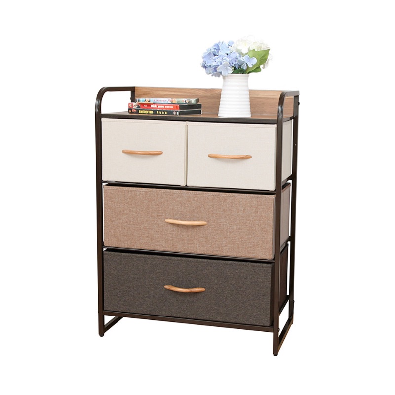 LEVELS Kirei Basket Storage 4 Drawers Chest (Fabric 3Tier Dresser