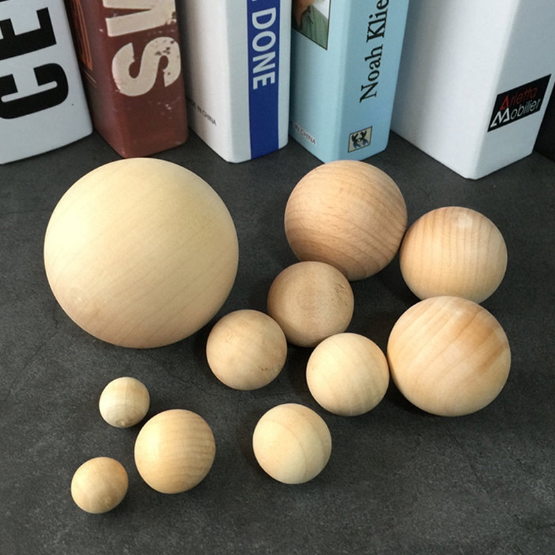50Pcs Natural Wood Round Ball Hardwood Solid Wooden Ball No Hole Crafts