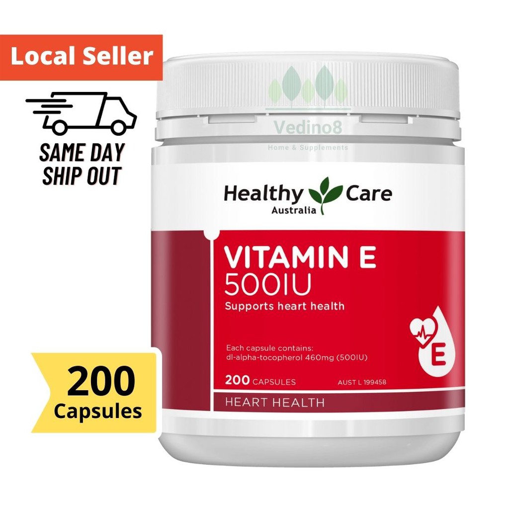 Healthy Care Vitamin E 500IU 200 Capsules Made in Australia 100
