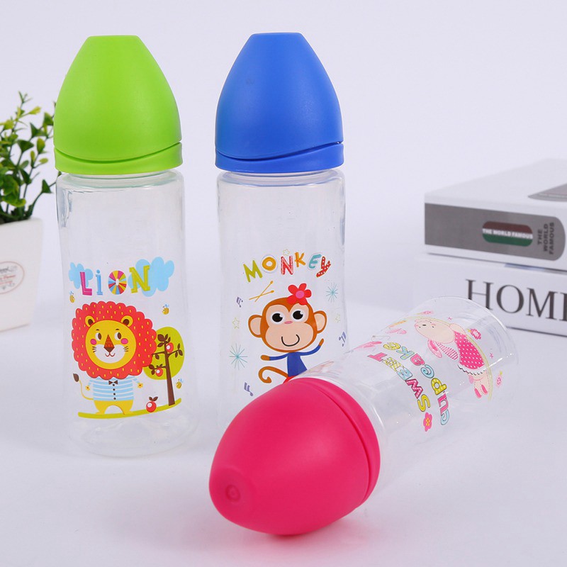 300ML Baby Cartoon Milk Wide Mouth Bottle Juice Bottle Baby Drink Baby Milk  Bott | Shopee Singapore