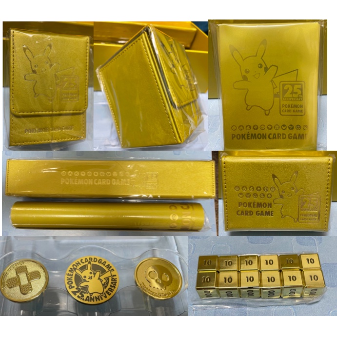 Songmei Board Game Shop Pokémon 25th Anniversary Gold Box Pikachu 25th Card  Holder Table Mat Dice Coin Damage Counter  Shopee Singapore