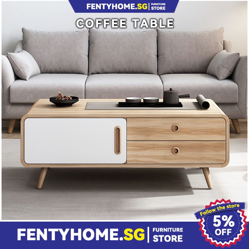 Japanese Coffee Table Home Living Room Solid Wood Rounded Coffee Table Modern Simple Side Table