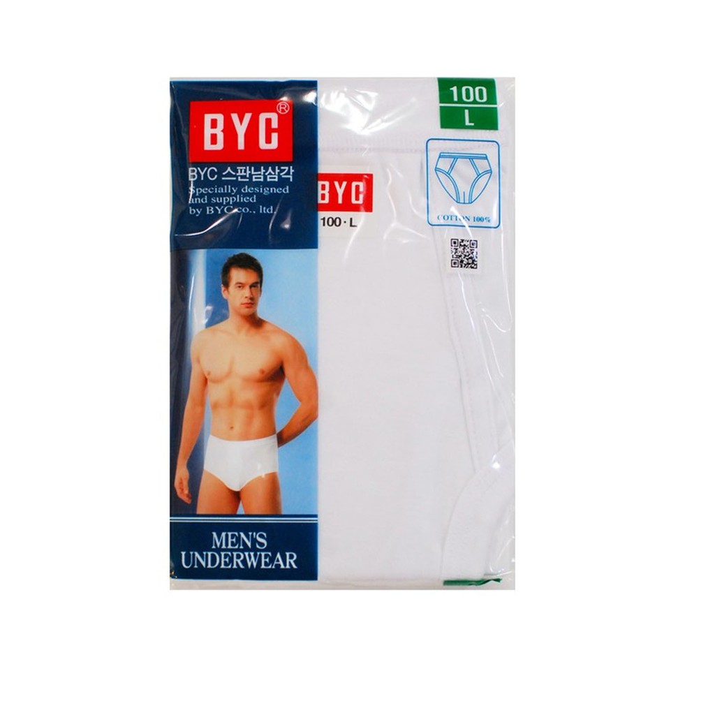 BYC Men's Underwear Briefs White 100% Cotton 5 ea Basic Slim Fit In-Band Korea
