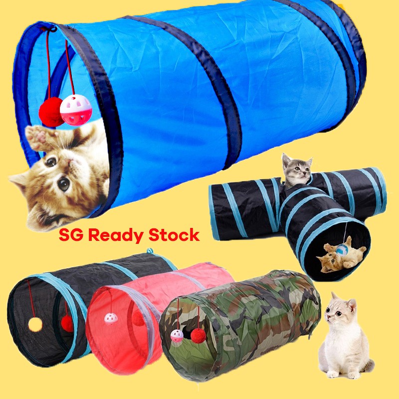 EmmAmy® pet Funny Pet Tunnel Cat Play Tunnel Brown Foldable Cat Tunnel
