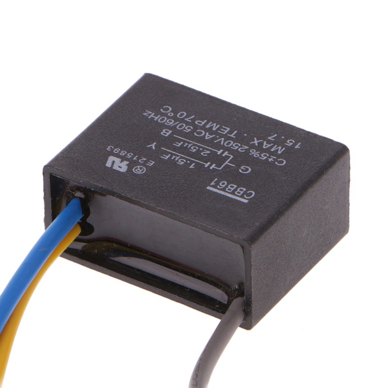Black Cbb61 1 5uf 2 5uf 3 Wires Ac 250v 50 60hz Capacitor For