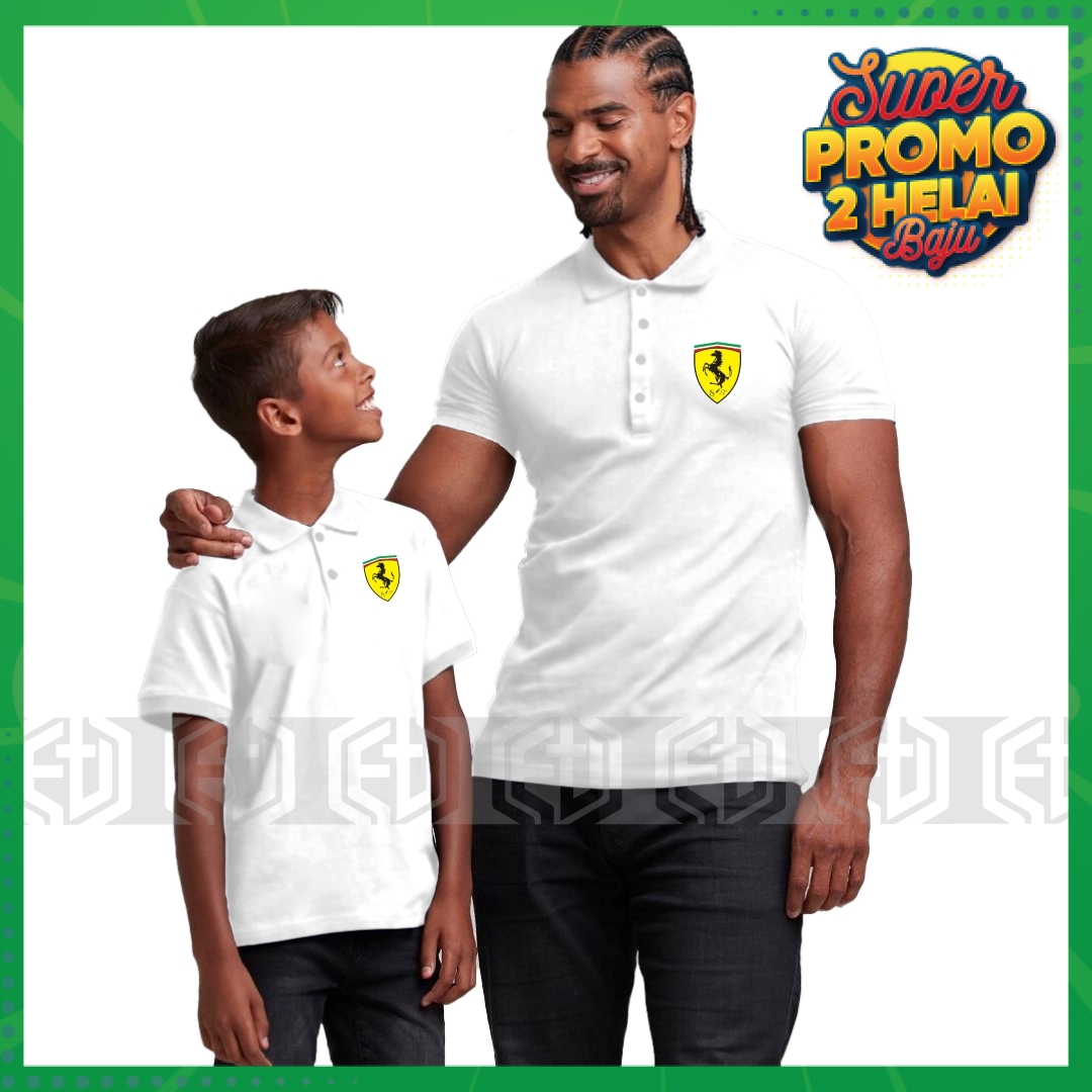 [Shop Malaysia] Ferrari Logo / Matching Father Son Baju Polo T Shirt Sulam  / Family / Cotton Casual Pakaian Fashion Kids Boys Kanak Bapa