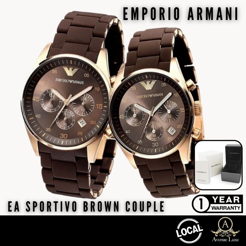 SG* Emporio Armani Sportivo Coated Series Chronograph Brown Mens & Ladies  Couple Watch AR5890 AR5891 | Shopee Singapore