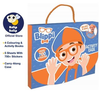 [Shop Malaysia] blippi book gift set activity case with 4 colouring & activity books & 700 stickers for kids